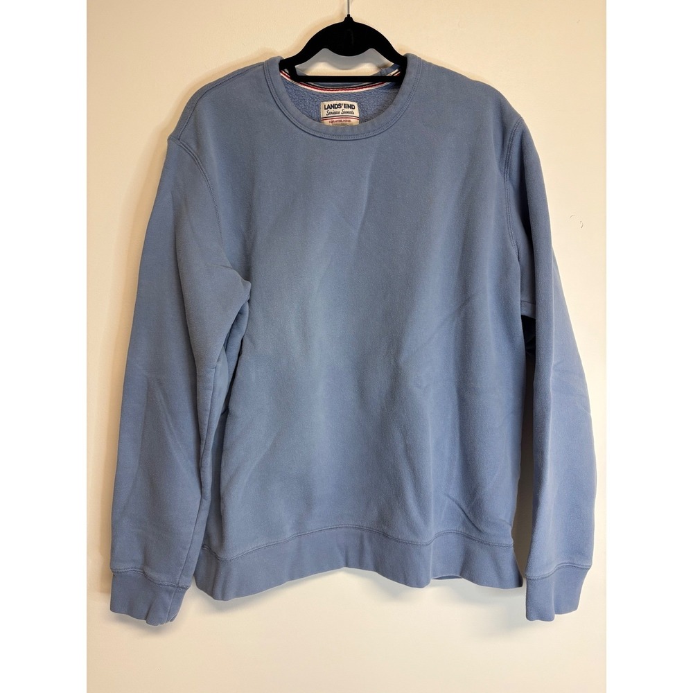 Lands' End, Light Blue, Long Sleeve, Crewneck Sweatshirt, Womens Size L